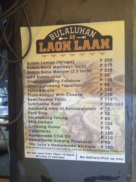 bulaluhan sa laon laan reviews|Bulaluhan Sa Laon laan restaurant, Manila .